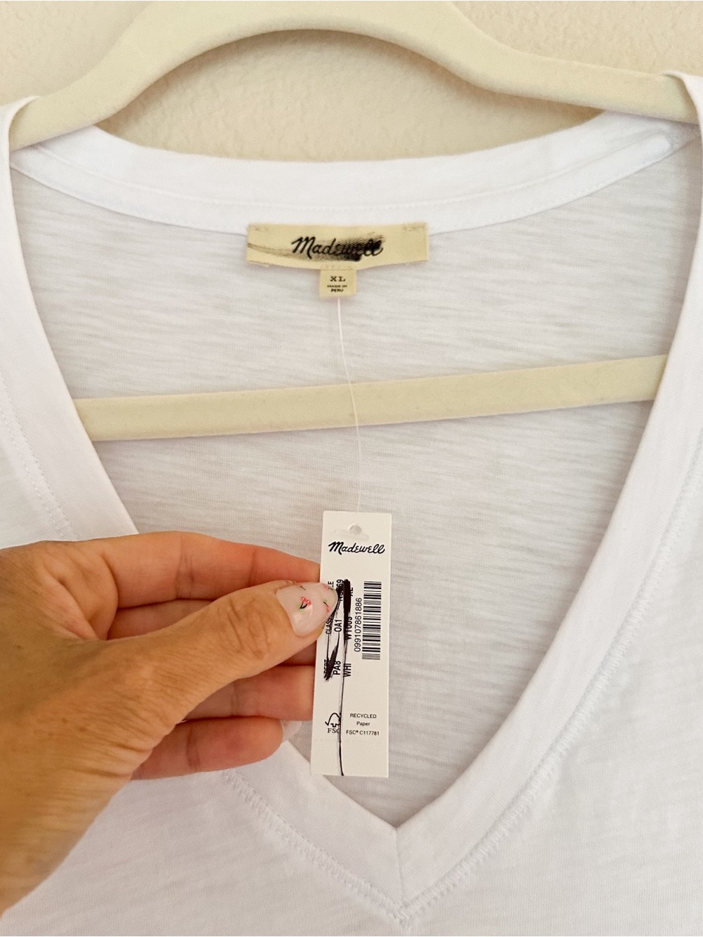 Madewell The Easy V-Neck Tee in Soft Slub White XL - Picture 8 of 9